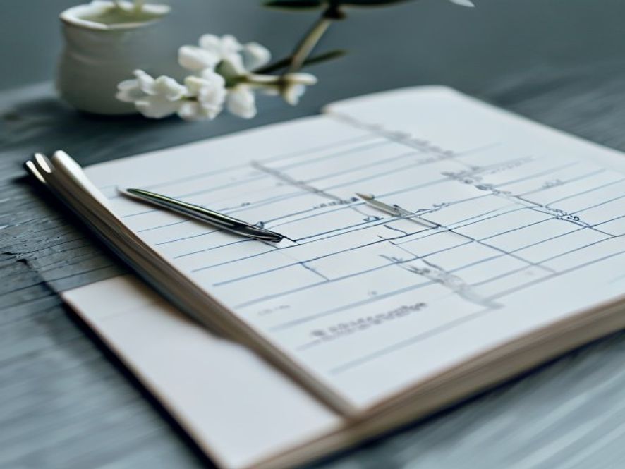 Weekly habit chart with checkmarks and notes in organized layout