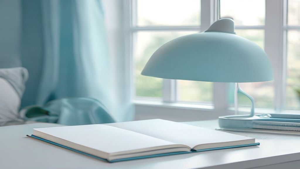 Calm workspace with a notebook and pen for wellbeing tracking